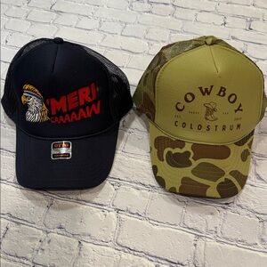 (2) OTTO Country Cowboy Themed Rope SnapBack Hats